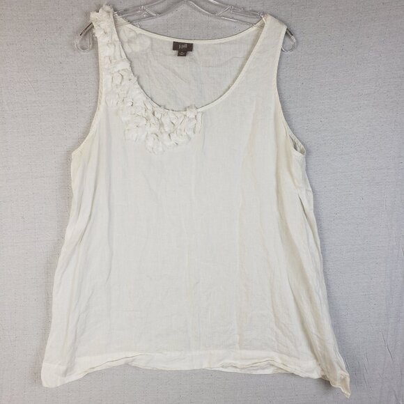 J Jill 100% Linen Tunic Top White Sleeveless size XL Lagenlook - Picture 1 of 9